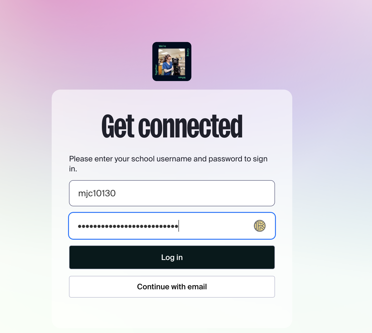 Screenshot of the username and password fields to log in to VTSU Handshake.